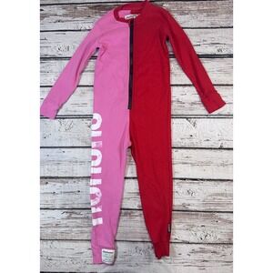 NUNUNU Zip Front Footless Long Sleeve Pajamas‎ Pink Red 4-5 years 100% Cotton